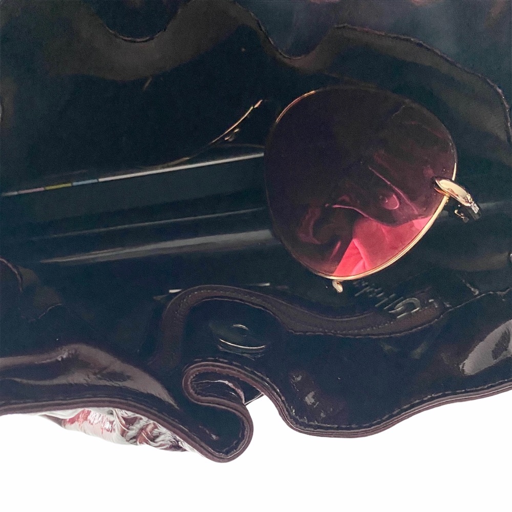Kooba ❁ Bonnie Patent Leather Mini Bow Top Handle Handbag Bag ❁ Purple Merlot ❁ - Picture 15 of 17